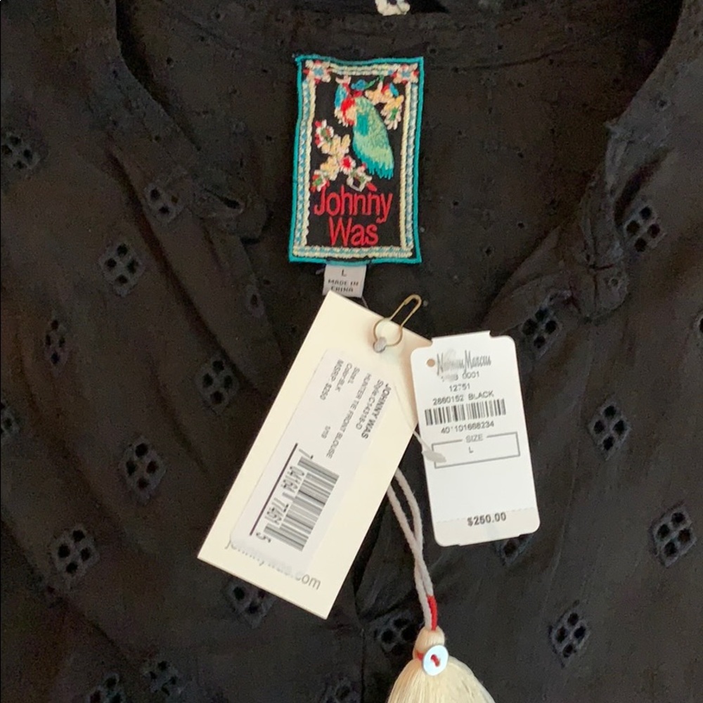 Johnny Was Black Hunter LS Tie-Front Blouse XL - Picture 6 of 7